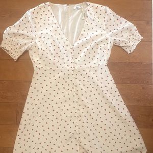 Madewell NWT SILK BUTTON FRONT DRESS IN FRESH STRAWBERRIES // Size 10